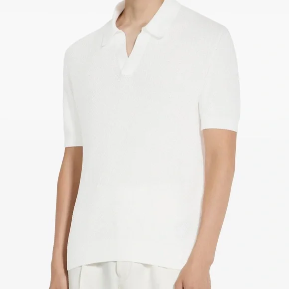 Zegna V-Neck Cotton Polo Shirt